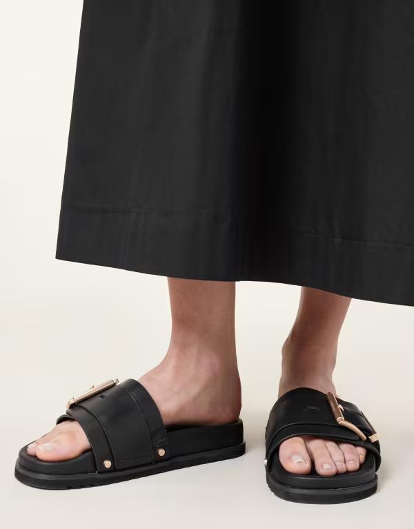 オールセインツ レディース シューズ サンダル レザー AllSaints Ellie studded leather slides Black ブラック