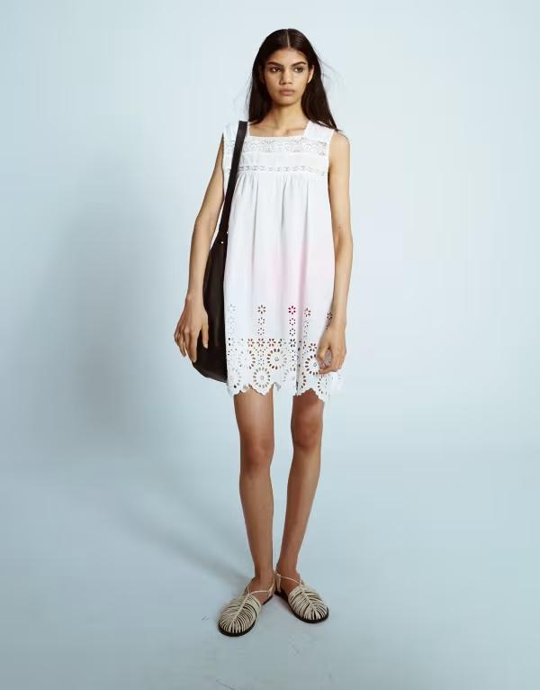とっ始め販売店 レディース トップス 衣装 ミニ衣装 ミニ 刺しゅう Topshop sleeper mini dress with embroidered detail WHITE 白いこと