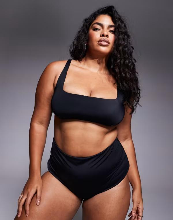 エイソス レディース 水着 トップのみ ASOS Curve ASOS DESIGN Curve Maya mix and match square neck crop bikini top Black ブラック