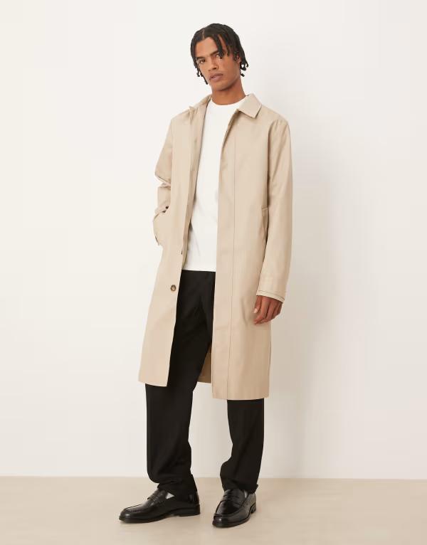 エイソス メンズ アウター コート ASOS DESIGN trench coat in stone CAMEL キャメル