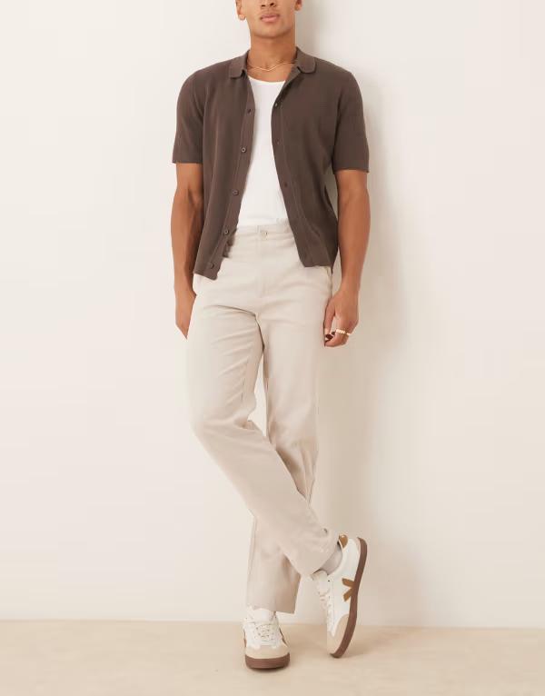 エイソス メンズ ボトムス カジュアルパンツ ASOS DESIGN straight chinos in stone STONE ストーン
