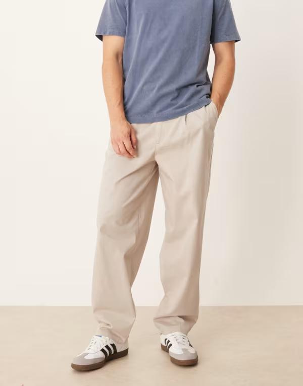 エイソス メンズ ボトムス カジュアルパンツ ASOS DESIGN smart tapered chinos in stone Stone ストーン