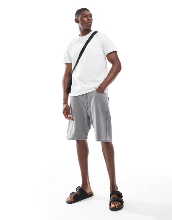 ジャック アンド ジョーンズ メンズ ボトムス ハーフパンツ・ショーツ ショートパンツ デニム Jack & Jones tony loose fit denim shorts Gray グレー