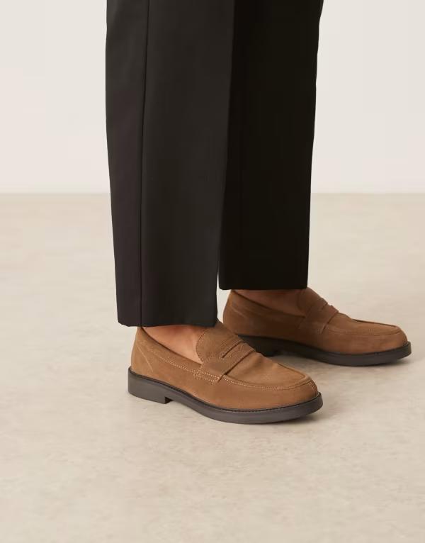 エイソス メンズ シューズ スリッポン・ローファー スエード ローファー ASOS DESIGN loafers in taupe suede Taupe トープ