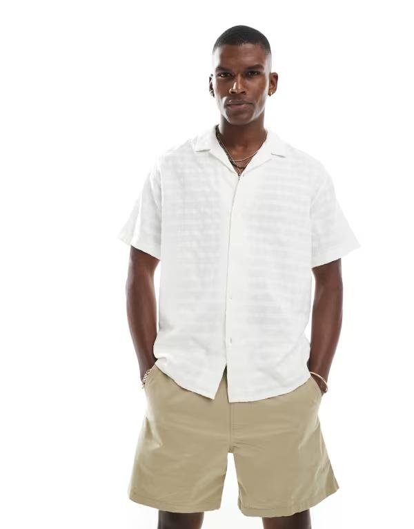 ジャック アンド ジョーンズ メンズ トップス シャツ Jack & Jones textured shirt Cloud Dancer オフホワイト