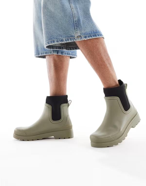 エイソス メンズ シューズ ブーツ・レインブーツ チェルシー ブーツ ASOS DESIGN chelsea rubber boots Khaki カーキ