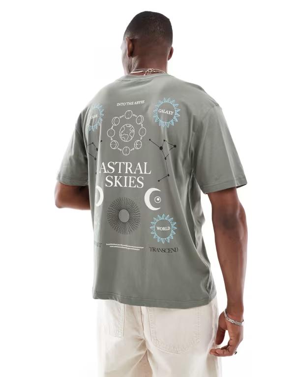 オンリーアンドサンズ メンズ トップス Tシャツ リラックスフィット プリント シャツ ONLY & SONS relaxed fit T-shirt with solar back print Castor Gray グレー