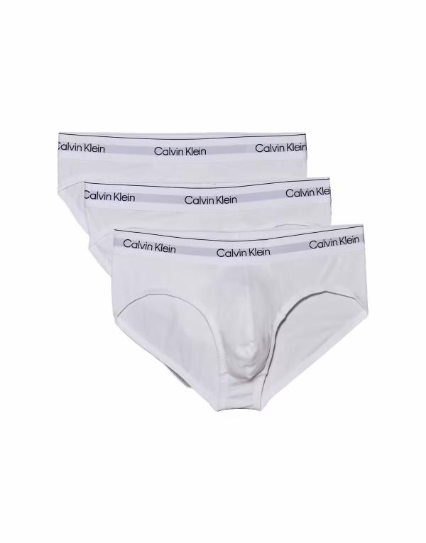 カルバンクライン メンズ アンダーウェア ブリーフパンツ コットン Calvin Klein Icon Cotton Stretch 3 pack hip briefs in triple WHITE ホワイト｜ReVida 店