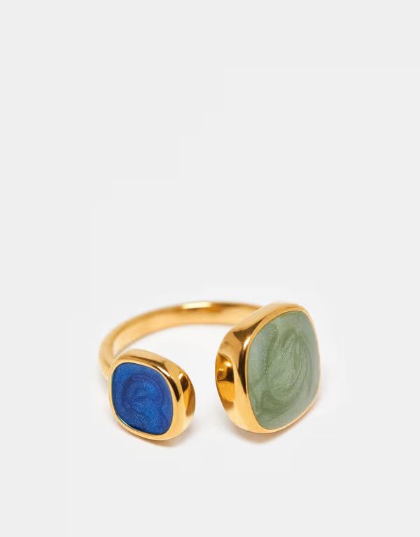 エイソス レディース アクセサリー リング ASOS DESIGN wrap around ring with faux semi precious stones tone GOLD ゴールド