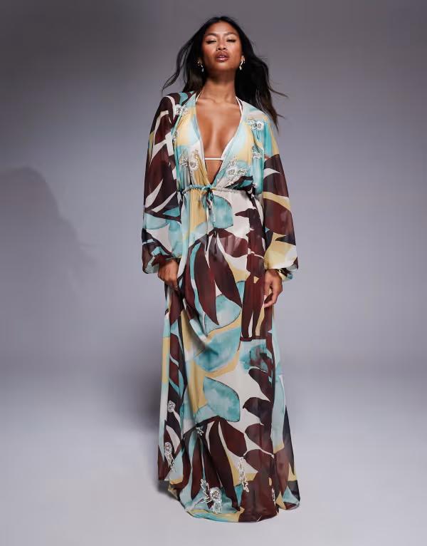 リバーアイランド レディース トップス ワンピース River Island kaftan BLUE ブルー