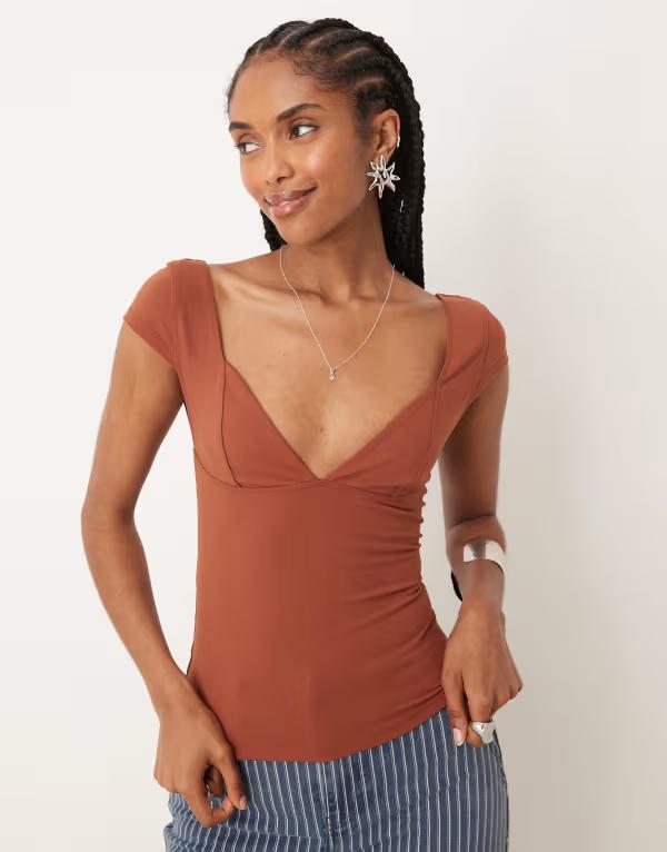 フリーピープル レディース トップス シャツ Free People duo corset cami top in chocolate BROWN ブラウン