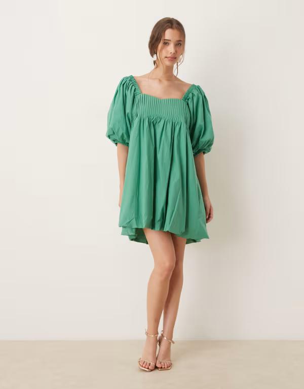 シスタージュン レディース トップス ワンピース バルーンスリーブ ミニワンピース ミニ Sister Jane balloon sleeve babydoll mini dress Green グリーン|ReVida 店