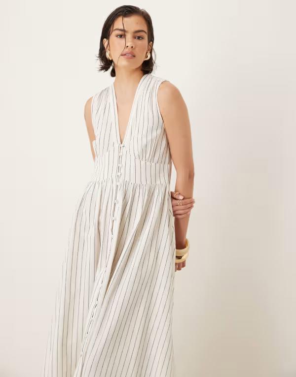 ノーバディーズ チャイルド レディース トップス 衣装 midi衣装 midi Nobody\u0027s Child Starlight MIDI dress インチ cream pinstripes CREAM 皮膚軟化剤