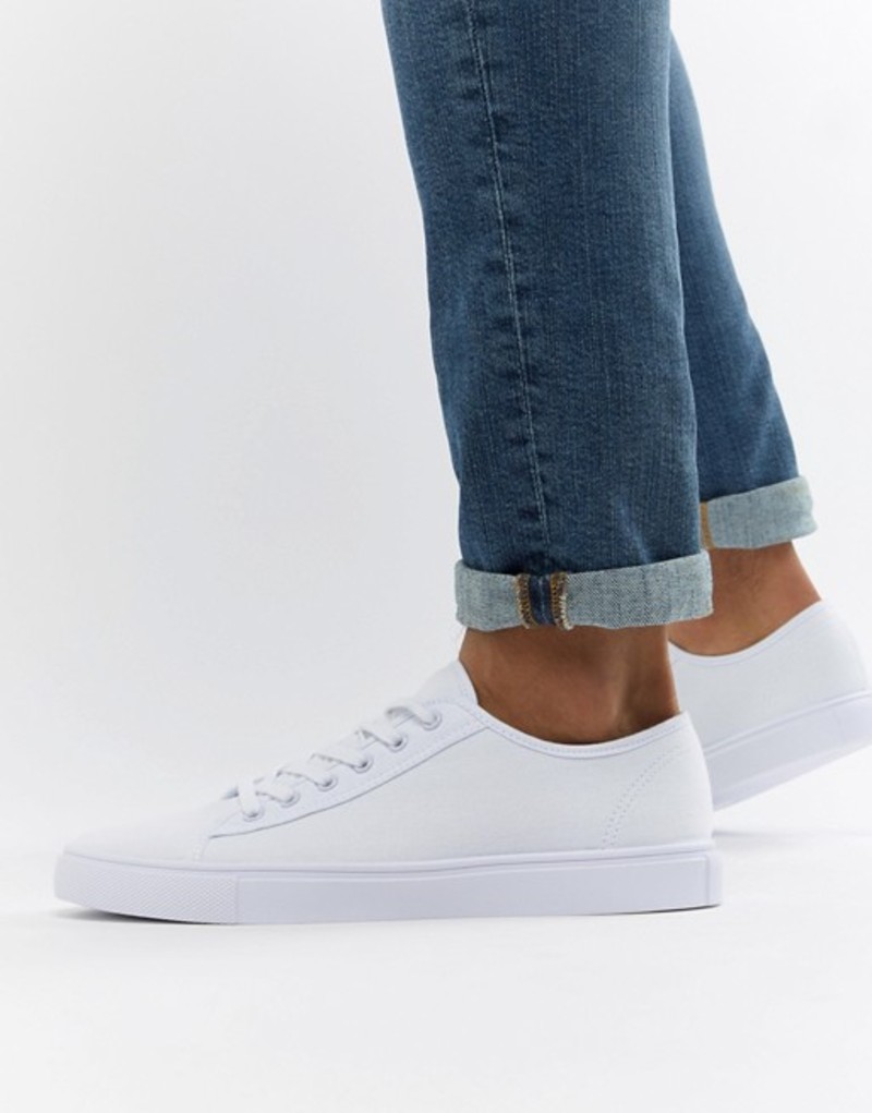 高速配送 エイソス メンズ スニーカー シューズ Asos Design Trainers In White Canvas White Revida 店 安い Comptia Downtownecommerce Com