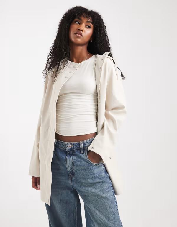 ヴェロモーダ レディース アウター ジャケット・ブルゾン コート ジャケット Vero Moda coated rain jacket with hood in moonbeam stone Moonbeam ストーン|ReVida 店