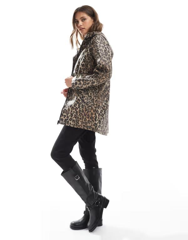 ヴェロモーダ レディース アウター ジャケット・ブルゾン プリント コート ジャケット Vero Moda coated rain jacket with hood in leopard print Irish Cream LEO クリーム