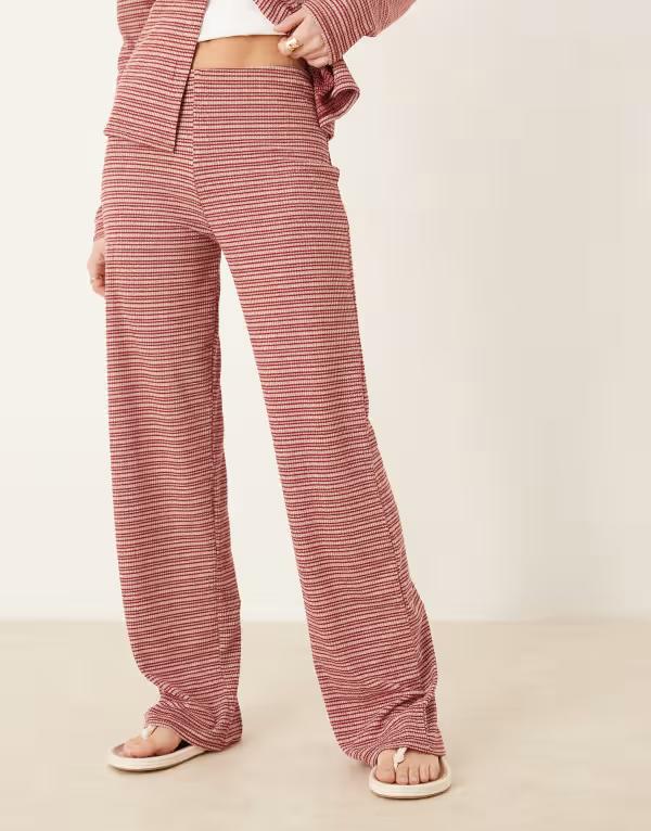 エイソス レディース ボトムス カジュアルパンツ ワイドレッグ パンツ ASOS DESIGN striped wide leg pants - part of a set STRIPE ストライプ