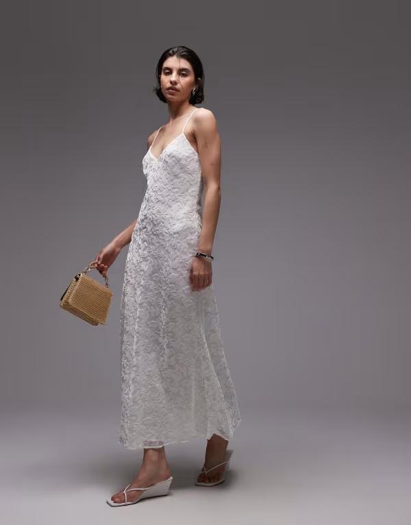 マンゴ レディース トップス ワンピース マキシ Mango devore maxi slip dress WHITE ホワイト|ReVida 店