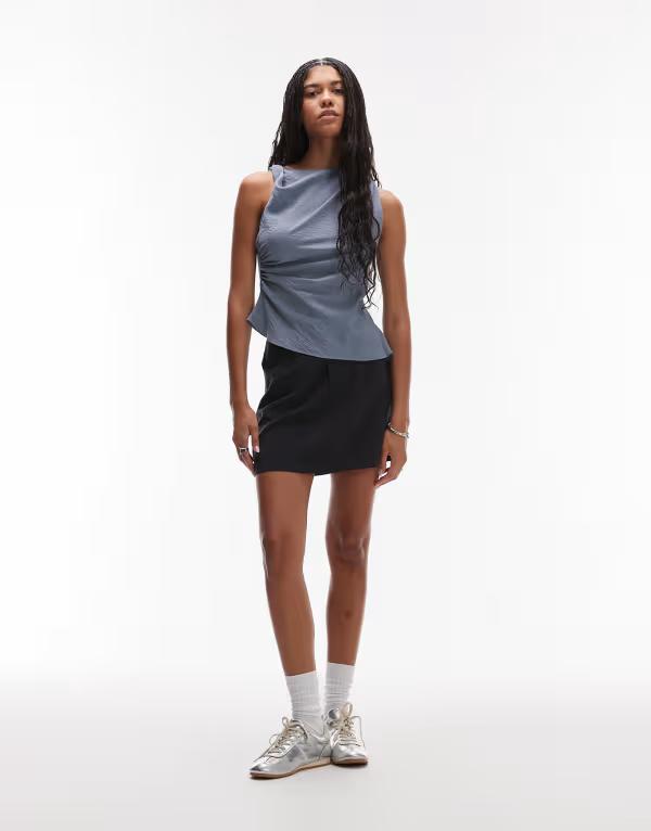 トップショップ レディース ボトムス スカート ミニ Topshop super soft cupro mini skirt Black ブラック