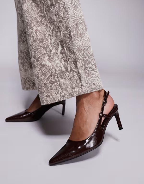 パブリックデザイア レディース シューズ 踵 Public Desire Salsa slingback kitten heels インチ chocolate Chocolate 黒茶