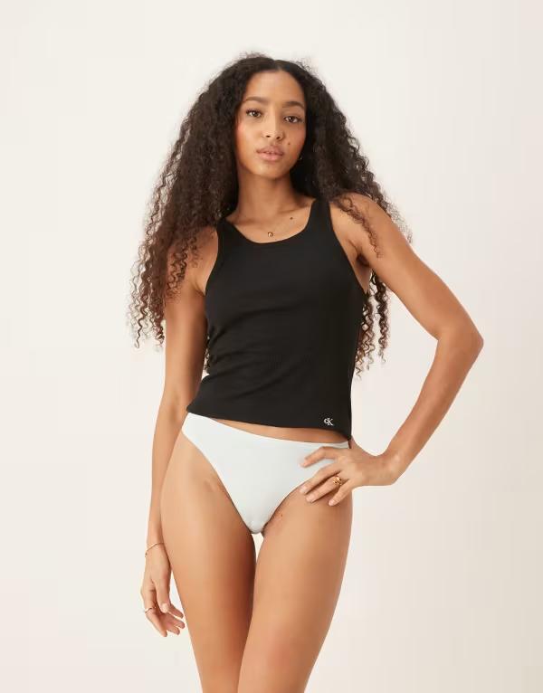 カルバンクライン レディース アンダー御召しもの ブリーフズボン下 Calvin Klein perfectly fit thong インチ pale Moonlight jade 青み