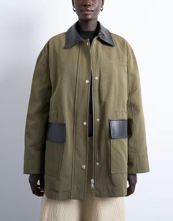 とっ始め販売店 レディース アウター 上衣・上衣 Topshop shacket with patch pocket インチ dark Dark green 緑であること
