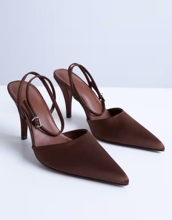 トップショップ レディース シューズ パンプス ヒール Topshop Demi cone heel pumps with tie in chocolate Chocolate チョコレート