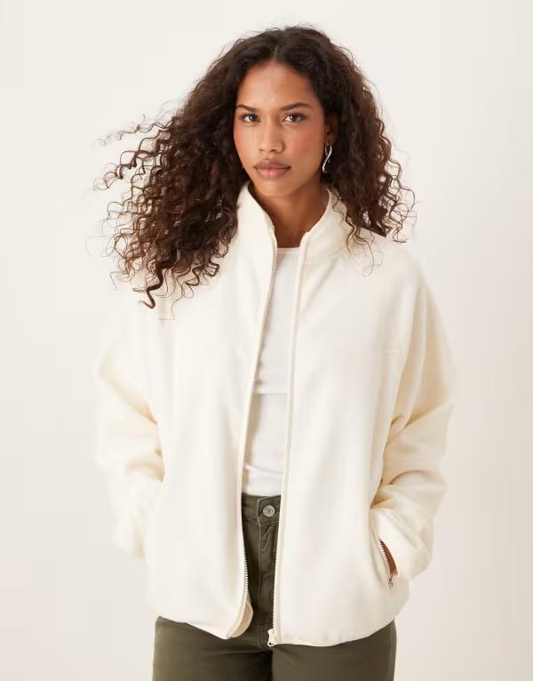 エイソス レディース アウター パーカー・スウェット フルジップ フリース ASOS DESIGN zip through fleece インチ cream CREAM 皮膚軟化剤