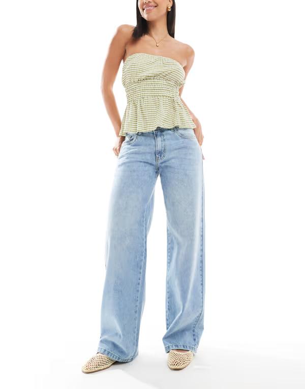 デイジーストリート レディース ボトムス デニムパンツ ローライズ ジーンズ Daisy Street low rise boyfriend jeans in light blue wash LIGHT BLUE ブルー｜ReVida 店