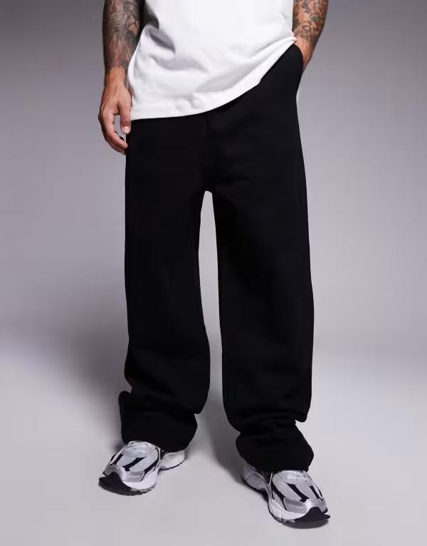 エイソス メンズ ボトムス カジュアルパンツ ワイドレッグ パンツ スウェットパンツ ASOS DESIGN premium heavyweight wide leg sweatpants 400gsm Black ブラック