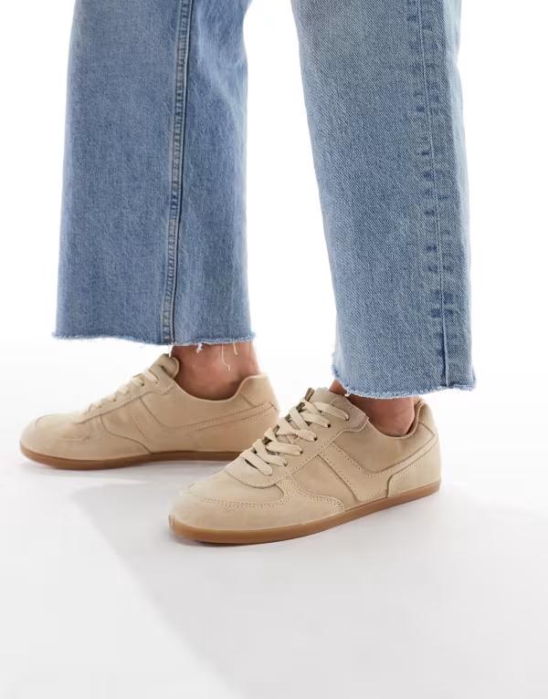 エイソス レディース シューズ スニーカー スエード レース ASOS DESIGN Diligent slim lace up sneakers in sand suede Camel suede キャメル 14,386円