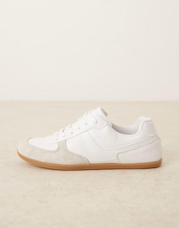 エイソス レディース シューズ スニーカー スピード競技 ASOS DESIGN Diligent slim lace up sneakers WHITE 白いこと