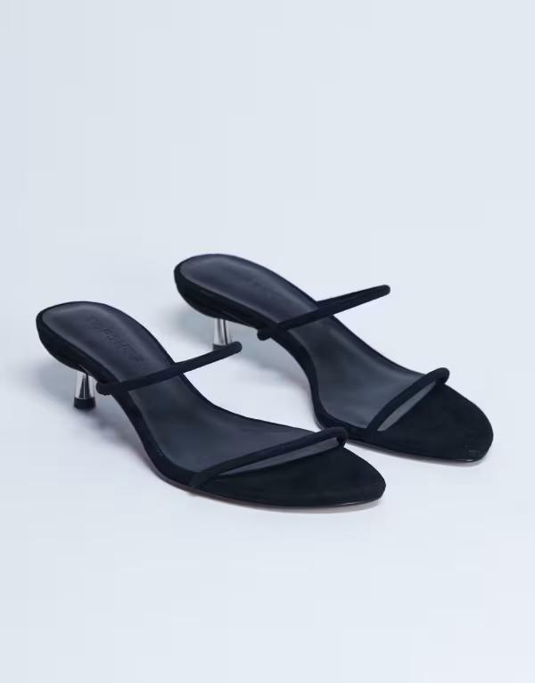 トップショップ レディース シューズ サンダル スエード ヒール Topshop Ada real suede kitten heel mules Black ブラック