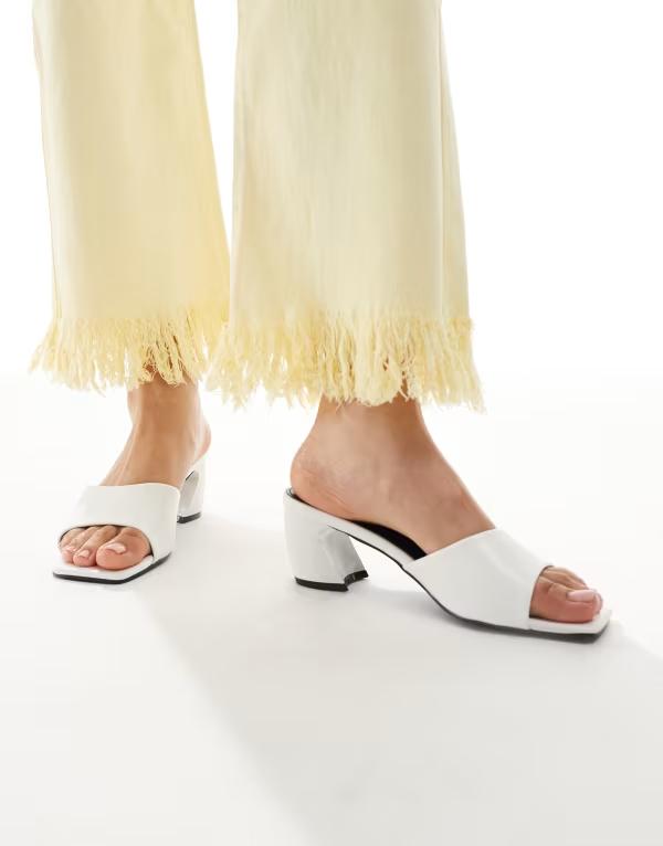 レイド レディース シューズ サンダル ヒール RAID Saanvi block heeled mules WHITE PU ホワイト