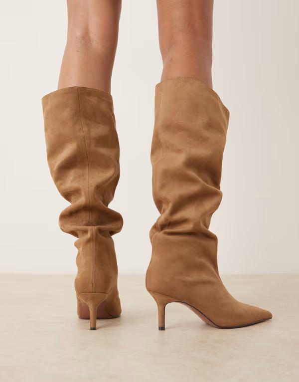 エイソス レディース シューズ ブーツ・レインブーツ スエードクロス ブーツ ASOS DESIGN Cydney slouch pull on knee boots インチ sand suedette Sand 真砂 その他-靴