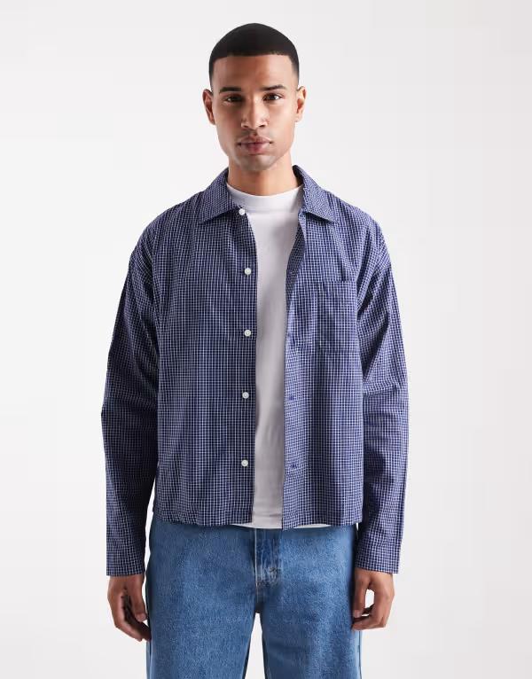 ジャック アンド ジョーンズ メンズ トップス シャツ Jack & Jones plaid boxy shirt OCEAN CAVERN ブルー