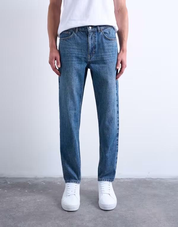 トップマン メンズ ボトムス デニムパンツ Topman rigid taper jean in mid wash Mid wash blue ブルー