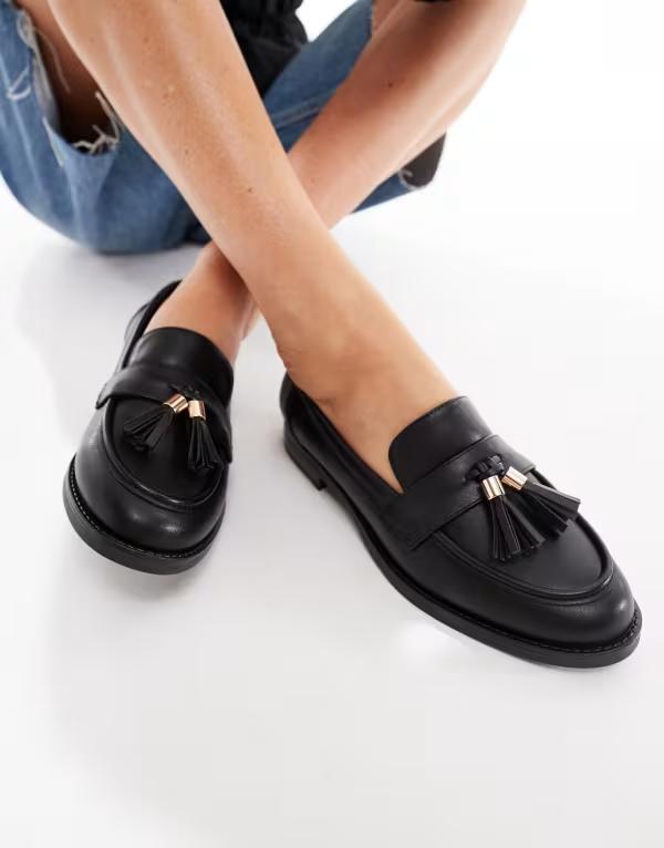 ロンドンレベル レディース シューズ スリッポン・ローファー ローファー London Rebel Amelia tassel penny loafers BLACK PU ブラック
