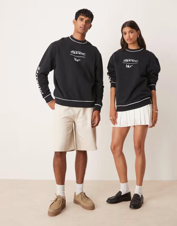 エイソス メンズ アウター パーカー・スウェット プリント スウェット シャツ ASOS DESIGN Unisex oversized sweatshirt with Blur prints Black ブラック