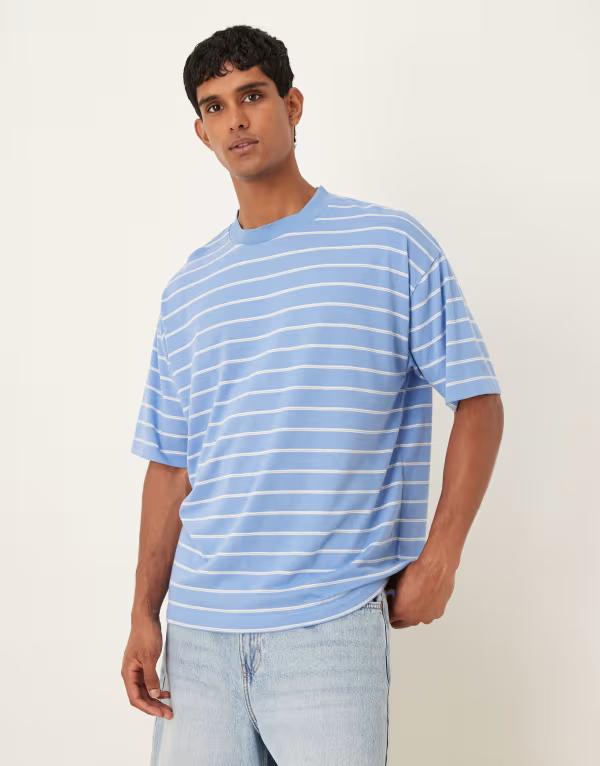 エイソス メンズ トップス Tシャツ ASOS DESIGN oversized T-shirt and white striped texture Multi マルチカラー