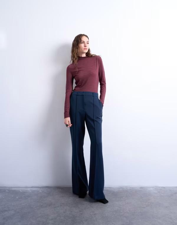 トップショップ レディース ボトムス カジュアルパンツ パンツ Topshop tailored flared pants - part of a set NAVY ネイビー