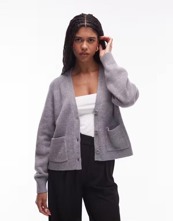 アンドアザーストーリーズ レディース アウター ジレー 羊毛 \u0026 Other Stories wool blend cardigan with patch pockets インチ heather Gray melange 薄墨色