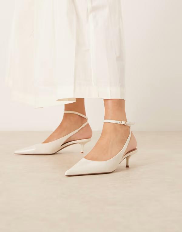 マンゴ レディース シューズ サンダル アンクル ヒール Mango classic ankle strap kitten heels IVORY アイボリー|ReVida 店