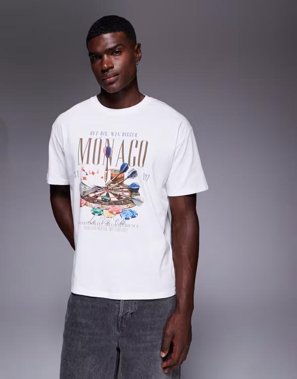 アダプト メンズ トップス Tシャツ プリント シャツ ADPT oversized t-shirt with mona back print Bright White ホワイト