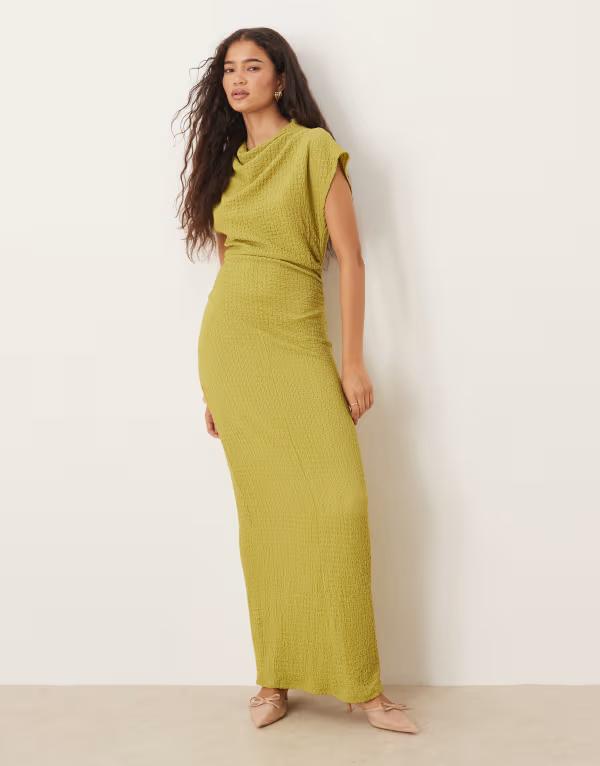 エイソス レディース トップス ワンピース マキシワンピース マキシ ASOS DESIGN dropped sleeves maxi dress in olive OLIVE オリーブ