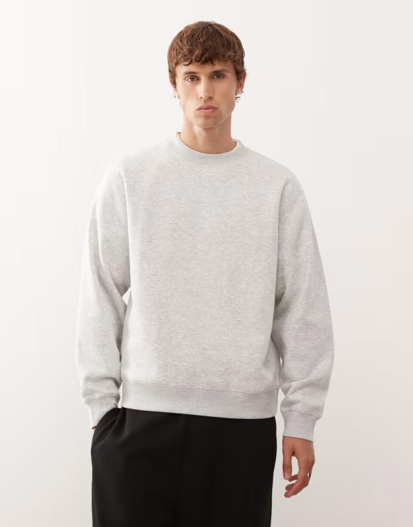 ウィークデイ メンズ アウター パーカー・スウェット スウェット シャツ Weekday classic fit sweatshirt in heather Gray melange グレー