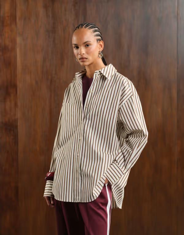 アンドアザーストーリーズ レディース トップス シャツ & Other Stories oversized shirt in two-tone stripe Multi stripes マルチカラー