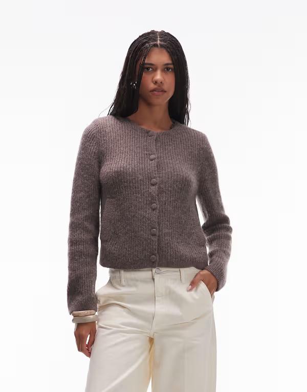 アンドアザーストーリーズ レディース アウター ジレー 羊毛 上衣 \u0026 Other Stories alpaca wool blend cardigan jacket with jet pockets インチ mole Mole brown 赤銅色