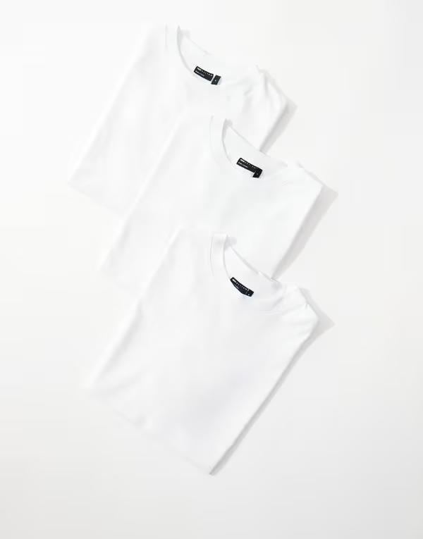 エイソス メンズ トップス Tシャツ クルーネック シャツ ASOS DESIGN essentials 3 pack relaxed crew neck T-shirts WHITE ホワイト