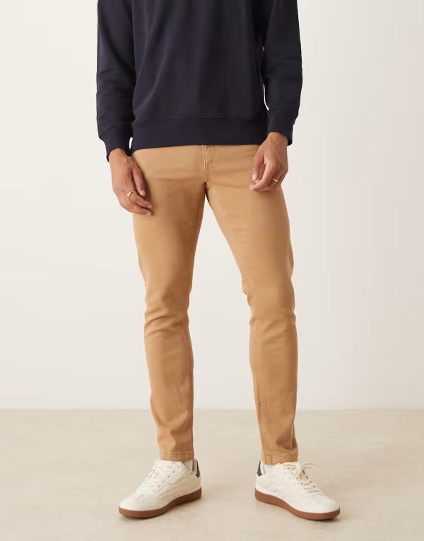 エイソス メンズ ボトムス カジュアルパンツ ASOS DESIGN skinny chinos BEIGE ベージュ
